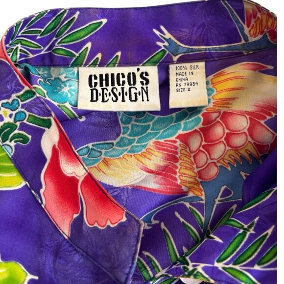 90'S VTG. RARE CHICOS DESIGN 100% SILK FAR EASTERN AESTHETIC TUNIC DRESS L/XL - Picture 6 of 7